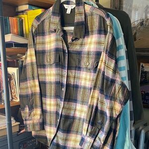 Old Navy Multicolor Plaid Flannel Button Down Shirt